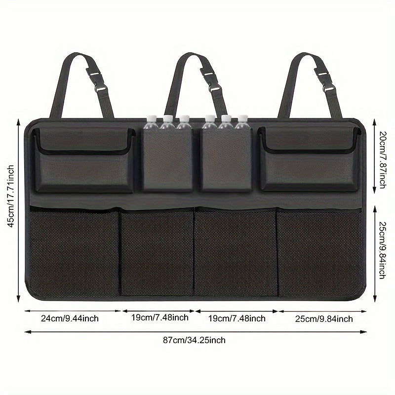 Полиэстеровый органайзер для багажника и сиденья автомобиля с 8 карманами и регулируемыми ремнями