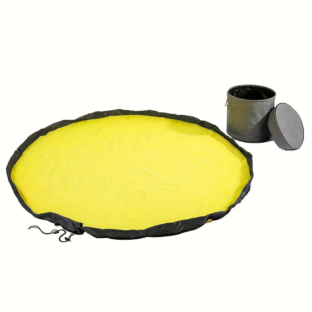 Toy Storage Basket and Play Mat for Kids Yellow Plastic Durable Organizer