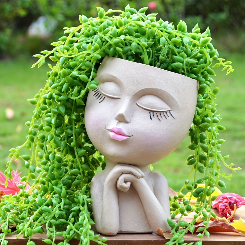 Resin Decorative Facial Vase for Home Office Garden Christmas Halloween Gift