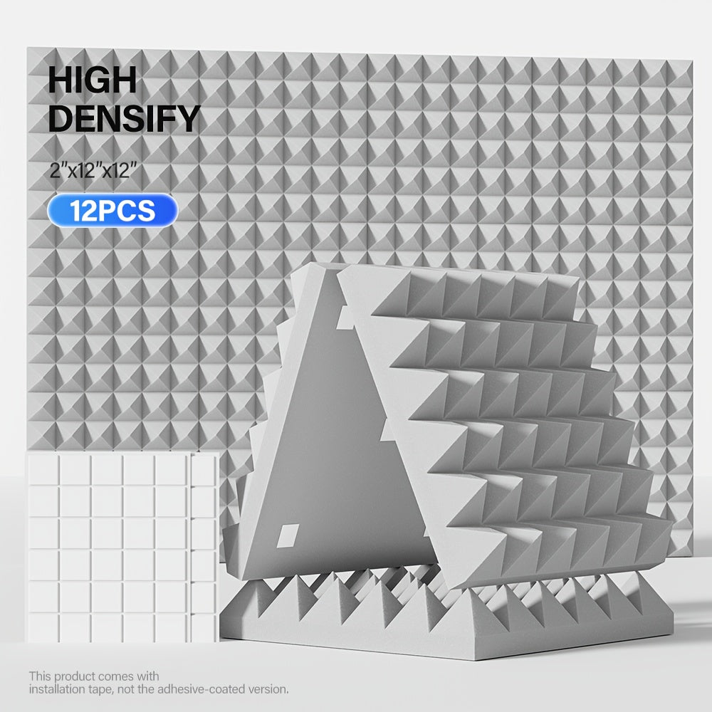 12-штукатурных панелей из акустической пены в пирамидальной форме для звукоизоляции, студии звукозаписи, дома, белые, черные, серые