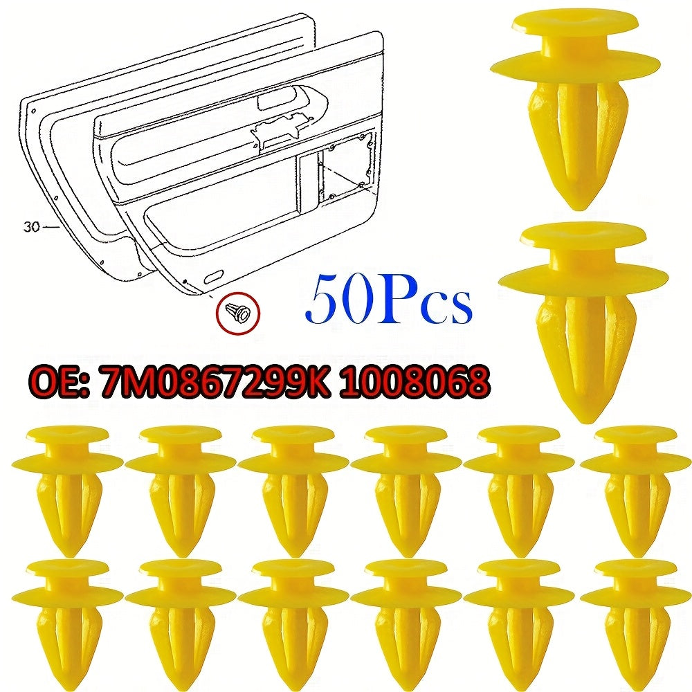 Universal Dashboard Door Panel Clips Set Plastic Fasteners 50pcs