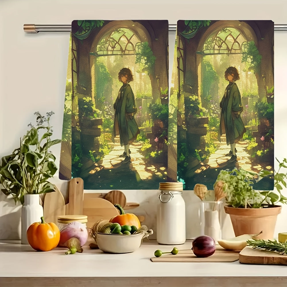 Набор из 2 кухонных полотенец, роскошно мягкие и впитывающие, идеально подходят для дня посещения nearby art studio или галереи, идеально для праздничного декора, легко очищаются в стиральной машине, размер: 16x24 дюйма - модель: 2KYSMF1214121