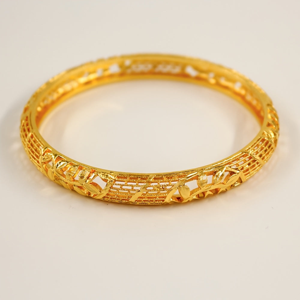 Set of 4 Elegant Dubai-Inspired Filigree Alloy Bangles for Brides and Festivals