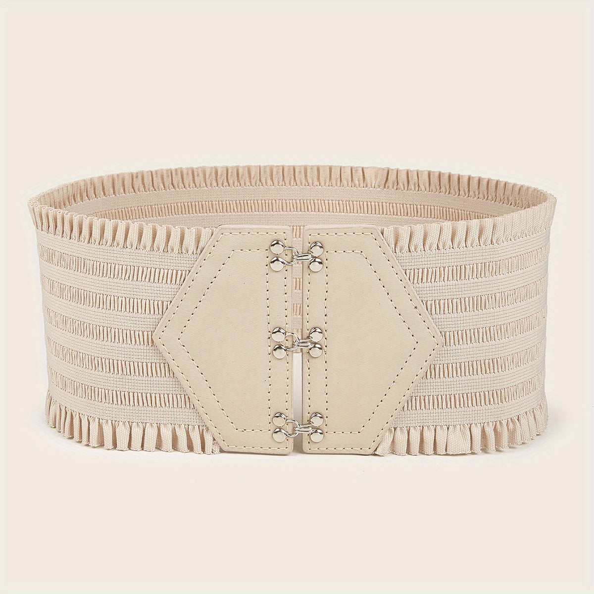 Women's Elastic Waistband Dress Girdle with Candy-Colored Ruffles and Wide Belt