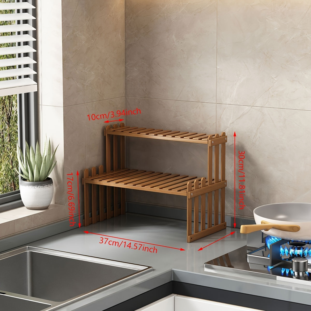 Открытая угловая полка для хранения из бамбука, двухслойная, в повседневном стиле, напольная кухонная органайзерная стойка, не требует подключения к электричеству, компактная конструкция, передвижная, высота 220.