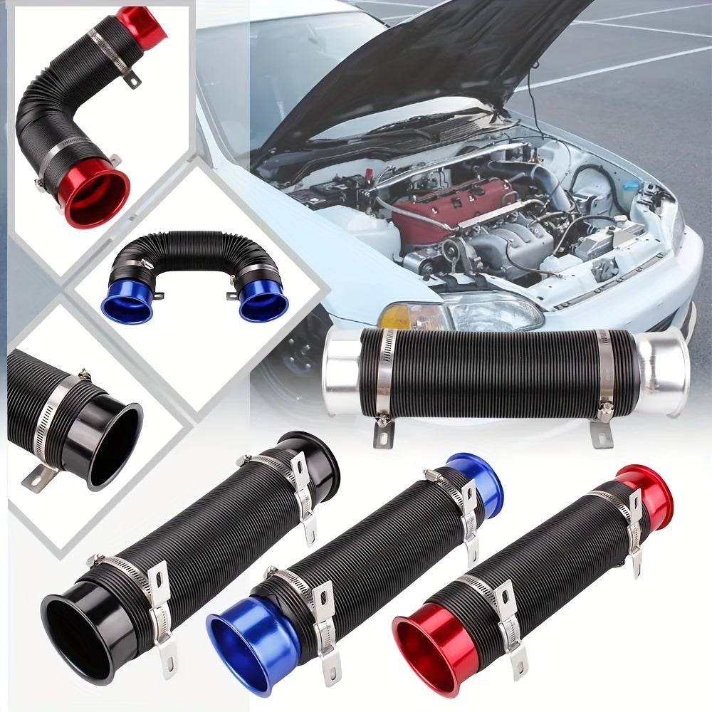 Flexible Aluminum Cold Air Intake Duct 76mm Red Filter Automotive Hose
