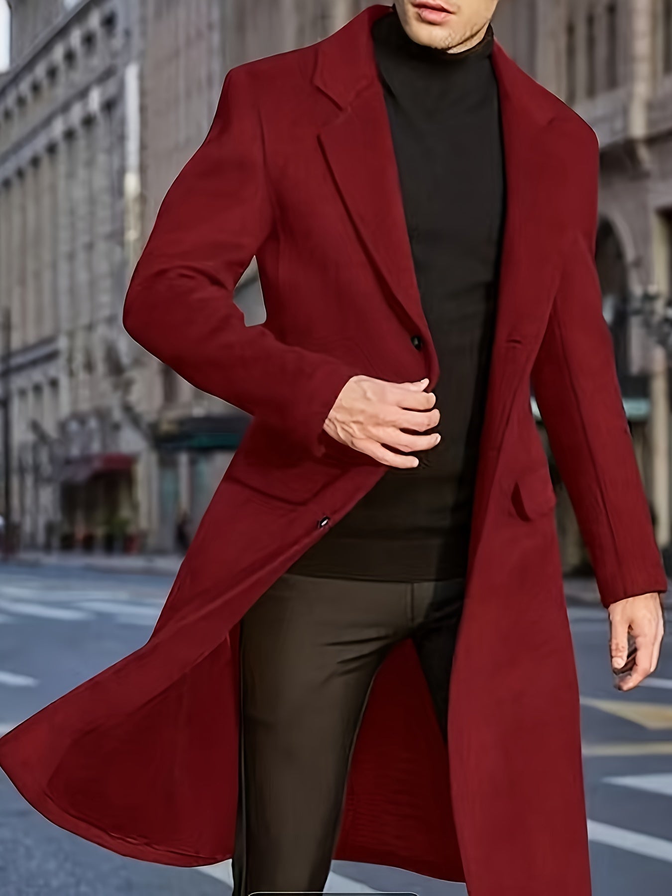 Erkaklar uchun Katta O'lchamdagi Bir Rangli Fleece Uzun Kurtka Kuz va Qish uchun