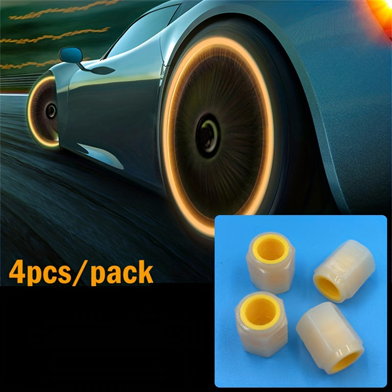 4pcs Glow in Dark Luminous Plastic Valve Caps for Car Bicycle Motorcycle Wheel Rim Decoration
