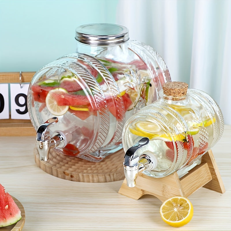 Glass Wine Fermentation Barrel with Faucet Cork Sealed for Brewing and Beverages