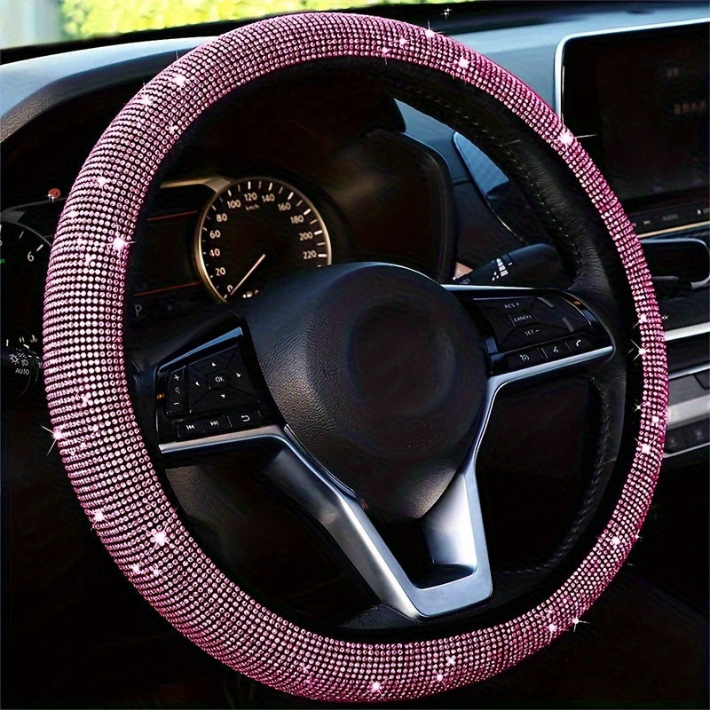 Bling Car Steering Wheel Cover Stretch Spandex Ko'pchilik transport vositalariga mos keladi, ichki halqa yo'q