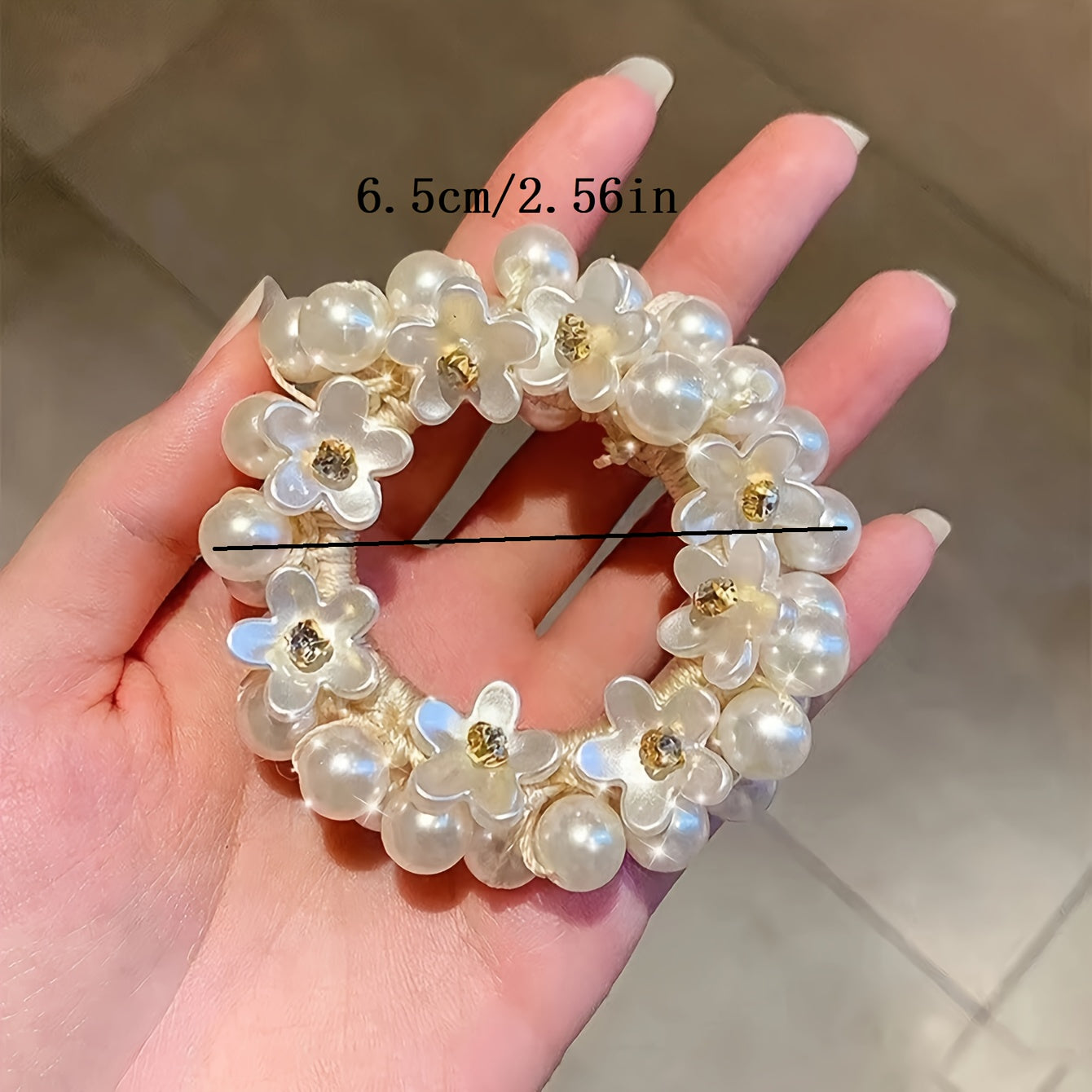 Set of 3 Faux Pearl Hair Loops with Elastic Ties for Women