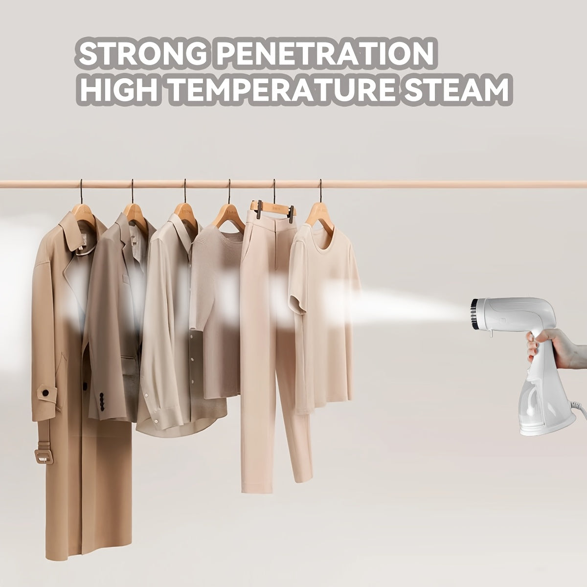 Vaporizador de mano portátil con colgador de 1500W y depósito de agua, removedor de arrugas