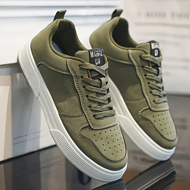 Мужские повседневные кроссовки в уличном стиле, однотонные, дышащий искусственный верх, нескользящая ПВХ подошва, низкий топ