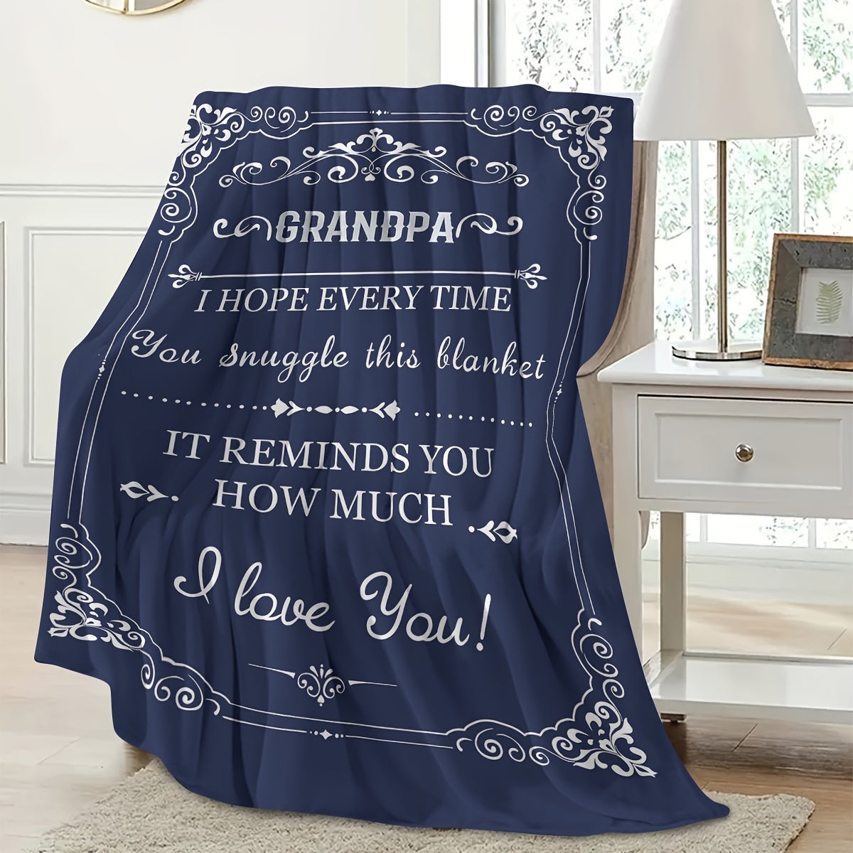 Fleece Blanket for Adults with Grandpa Theme 200-250g Polyester Digital Print Easy Care