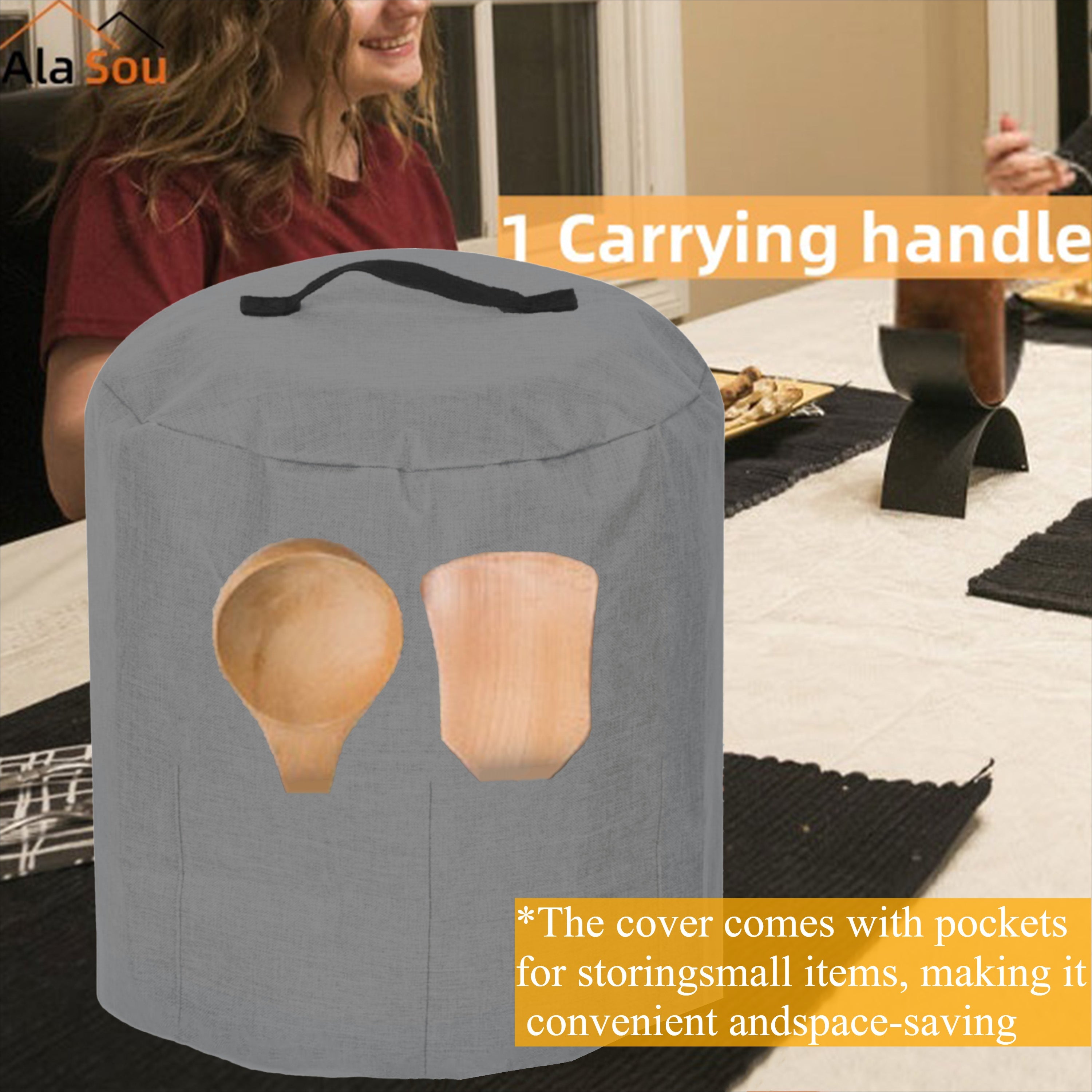 Heavy-Duty Oxford Fabric Appliance Cover Waterproof Dust Cover with Storage Pocket for Electric Pressure Cookers and Air Fryers