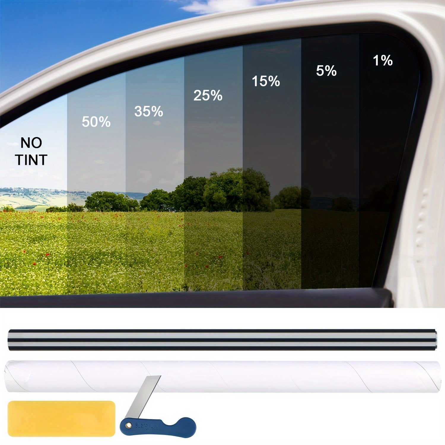 Avtomobil oynasi quyosh filtri Anti-UV yashil manzara stiker 50.8x299.72cm