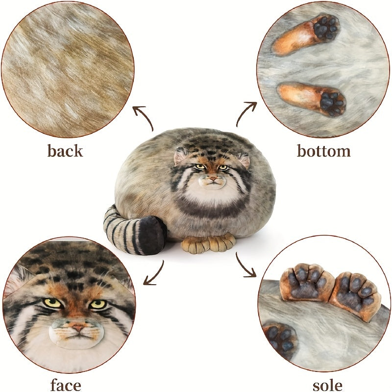 Kawaii Pallas Cat Plush Body Pillow for Pet Lovers and Room Decor