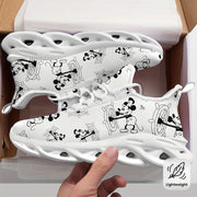 Women’s Breathable Canvas Sneakers with Cartoon Mouse Pattern for Running