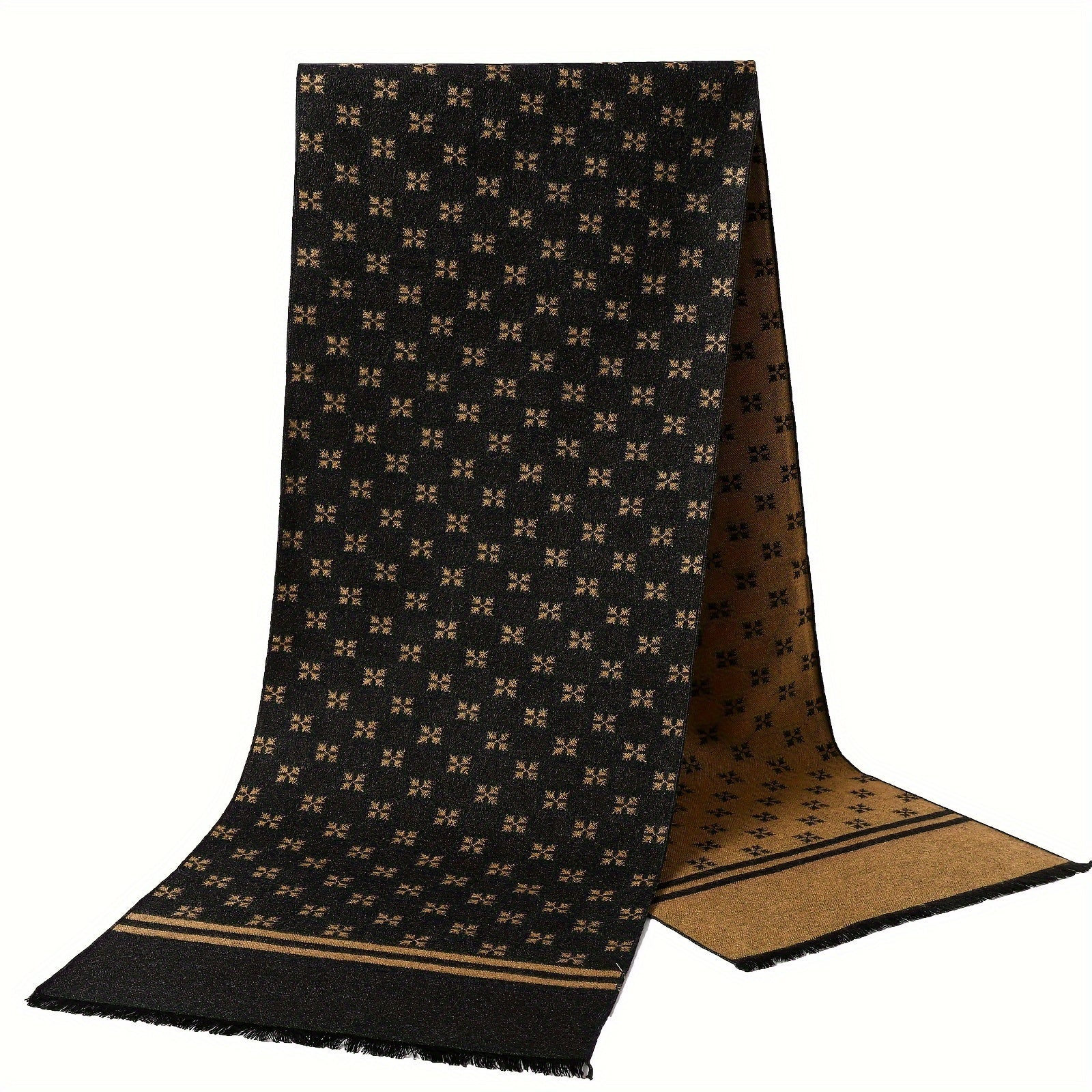 Men's Thick Plaid Scarf 180x30cm Soft Imitation Cashmere Autumn Winter Gift