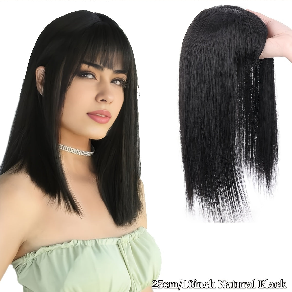 Women Straight Synthetic Clip-In Bangs Hair Extensions Natural Looking