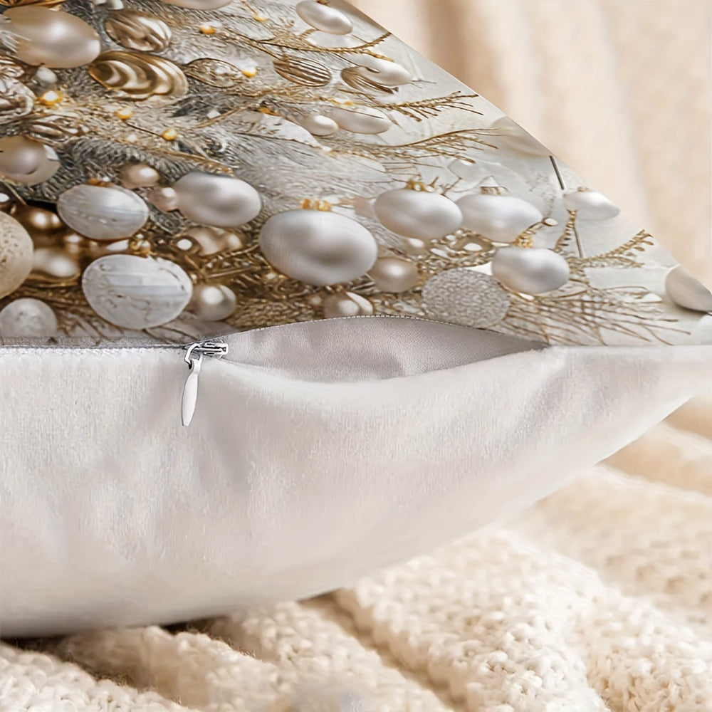 Zamonaviy Rojdestvo Daraxti Raqamli Chop etish Oyoq Yostiq Yopqich 44.96cm Kvadrat Toʻqilgan Polyester Zipper Yopilishi