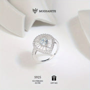 Water Drop Shaped 1ct Moissanite Ring in Sterling Silver Hypoallergenic Engagement Wedding Jewelry