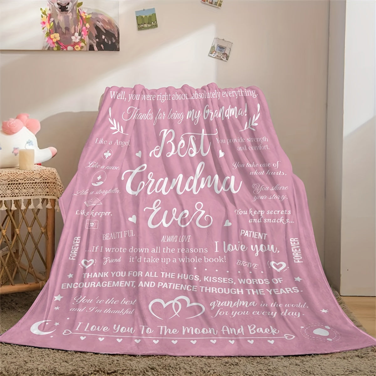 Best Grandma Ever Fleece Throw Blanket Soft Lightweight Breathable All-Season