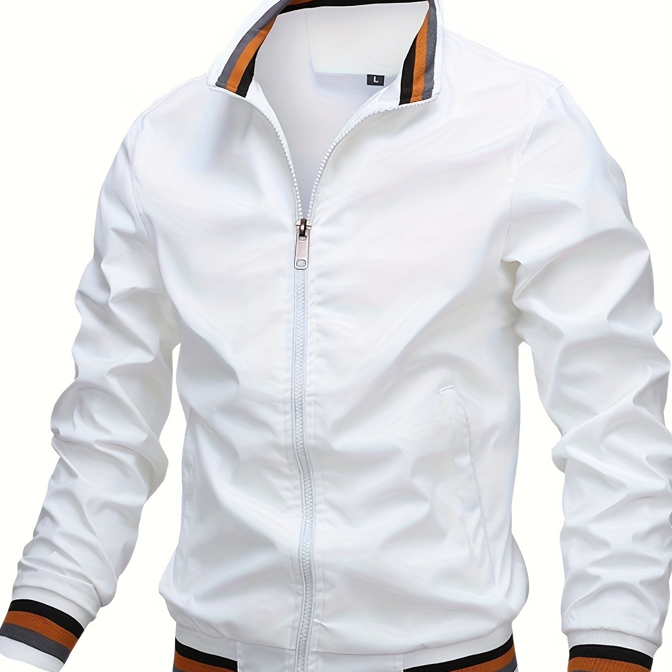 Men's Casual Polyester Stand Collar Jacket for Spring and Fall