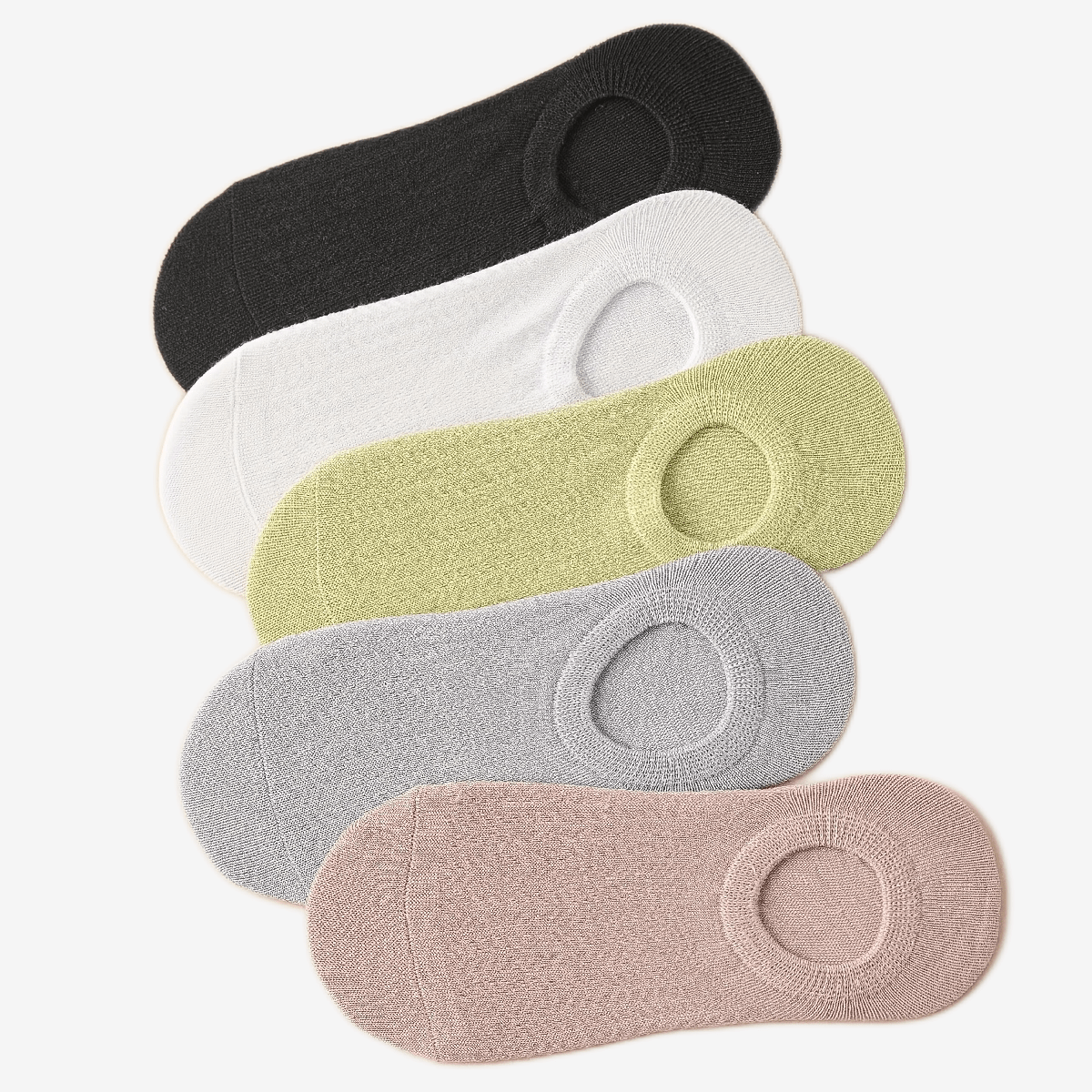 Ayollar uchun bir xil rangli to'rli, tushishdan himoyalovchi qayiq paypoqlari, 5 juft va 10 juft kabi turli spetsifikatsiyalarda.