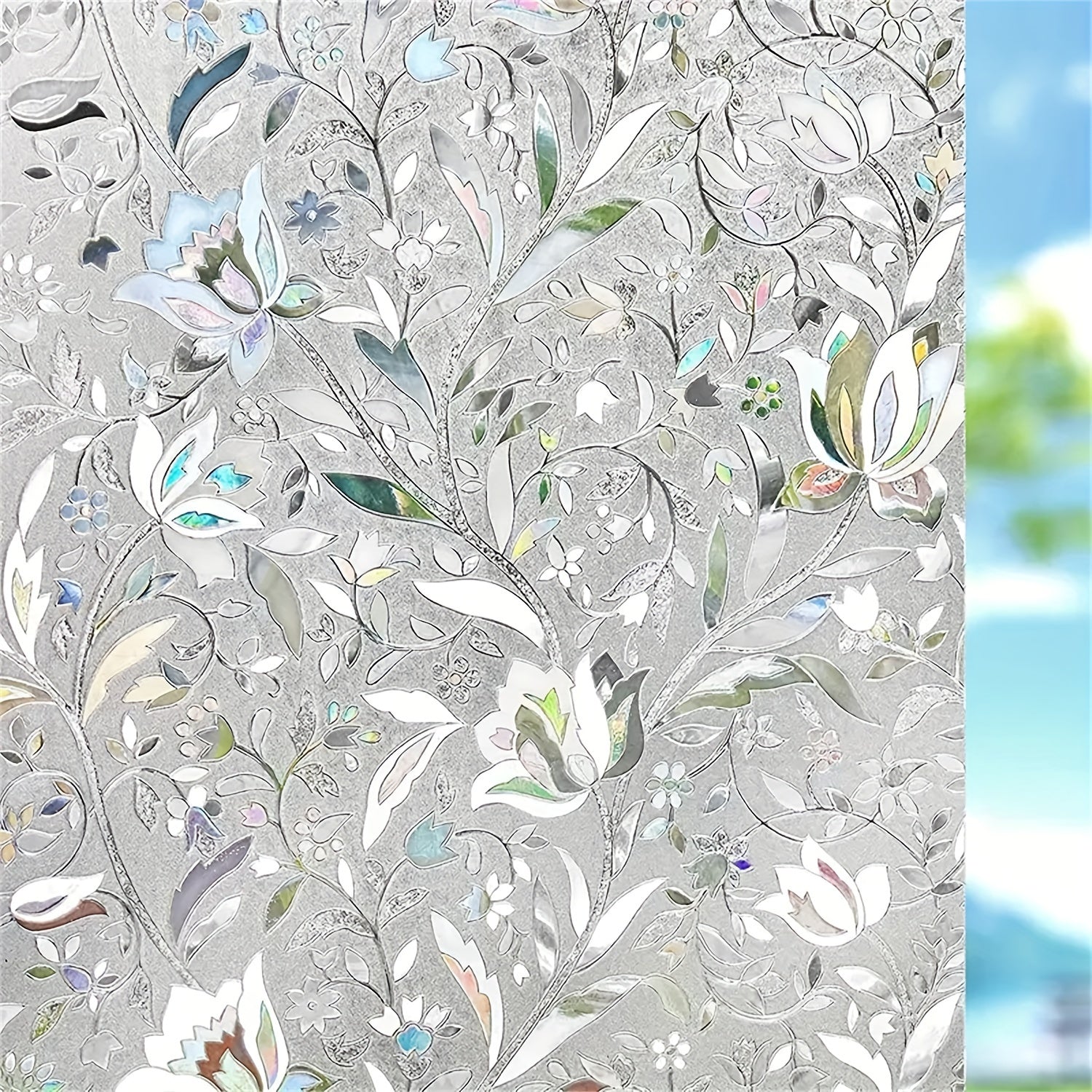 Flower Pattern Window Film Roll for Home Decor Static Cling Glass Privacy Sticker