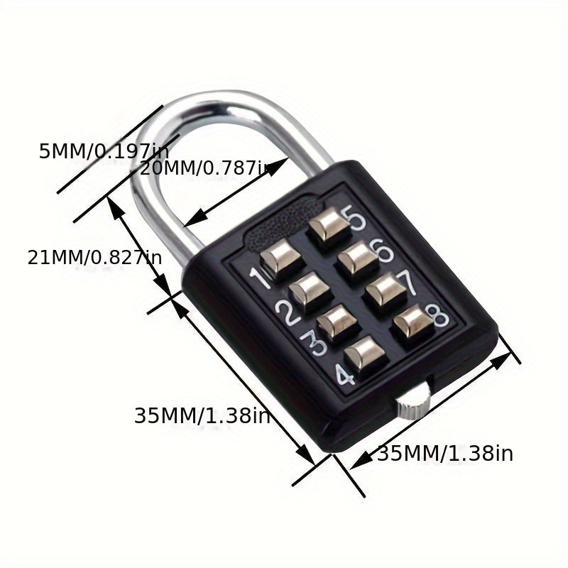 Heavy-Duty Zinc Alloy 8-Digit Combination Lock for Luggage Travel Security