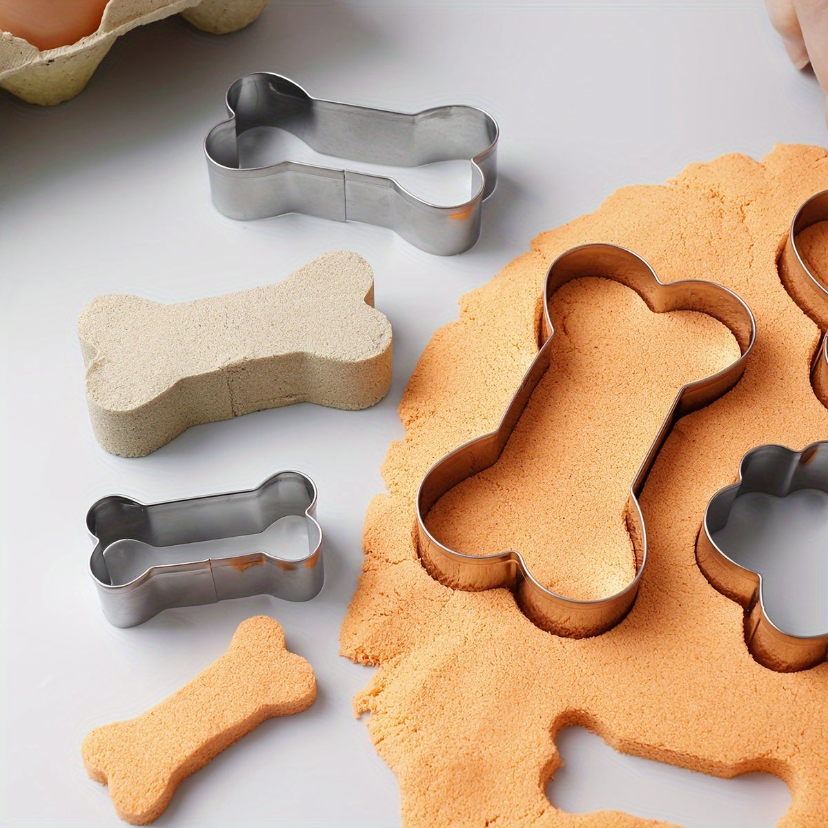 Set of 6 Dog Paw and Bone Cookie Cutters for Baking Pastries and Biscuits