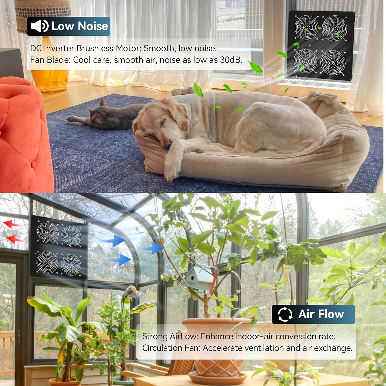 Набор солнечных электровентиляторов для вытяжки, солнечная панель 15 Вт, два высокоскоростных вентилятора для теплиц и сараев