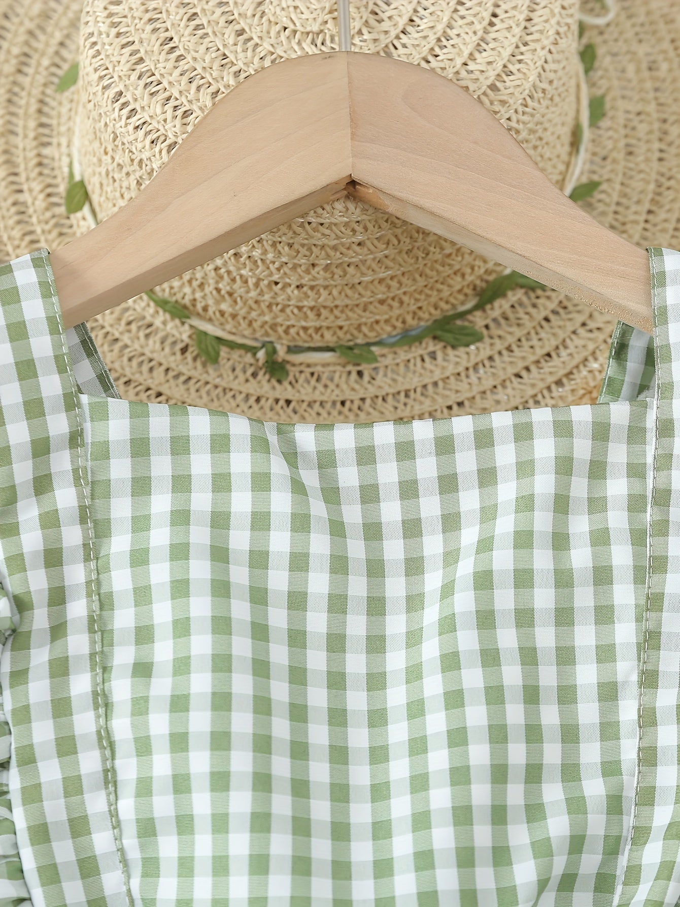 Kids' Summer Plaid Dress with Ruffle Sleeves for Children