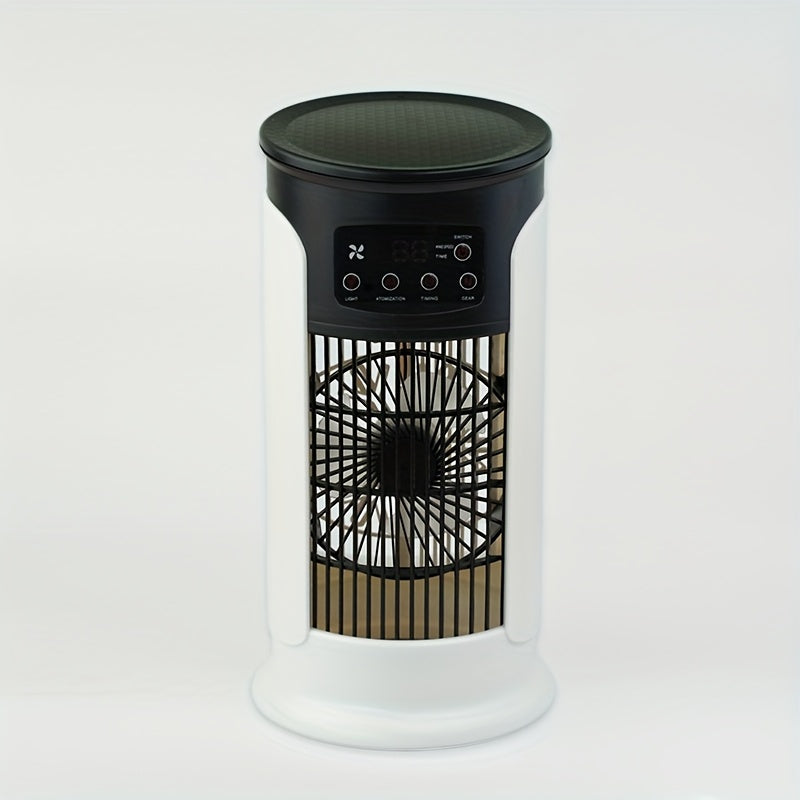 Portable USB air conditioner humidifier with LED light cooling fan for home office use