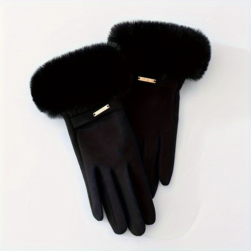 Women's Winter Gloves Soft Touchscreen Fleece-Lined Windproof Driving and Riding Gloves