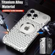 Titanium Luxury Phone Case for iPhone Shockproof Airbags Ultra-Thin Metal Bumper Wireless Charging