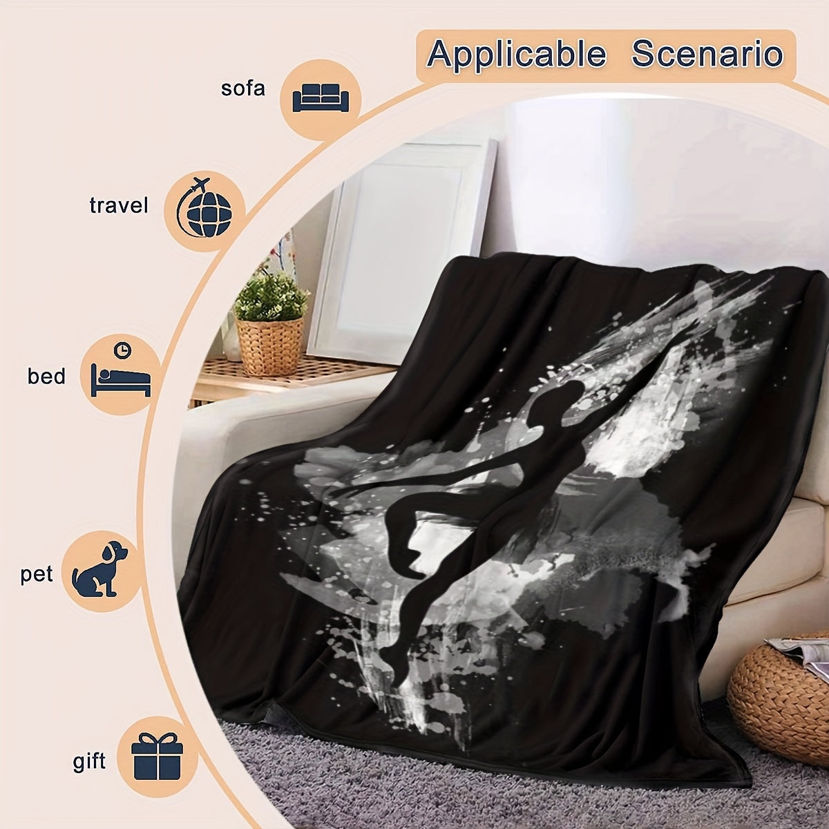 Zamonaviy balet raqqosi uchun bosma tashlagan bo‘lak, yostiq, paxta polyester flanel, yotoq, divan, mehmonxona dekoratsiyasi uchun