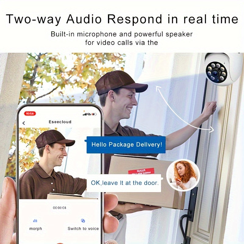 Indoor Outdoor 1440P FHD Security Camera with Motion Tracking Night Vision and Two-Way Audio