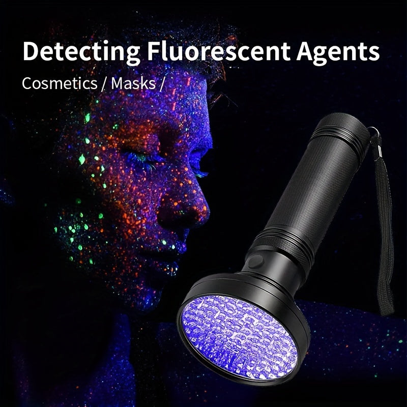 UV Blacklight Flashlight UV395nm Ultraviolet LED with Metal Body, Battery Powered, 21/51/100 LEDs