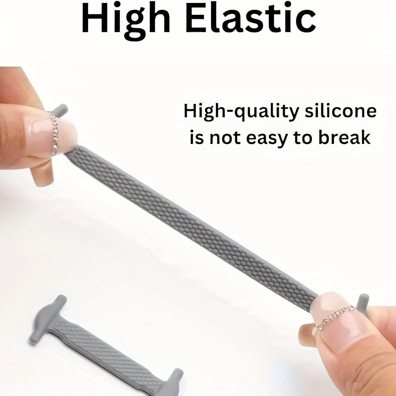 16 Pcs Silicone No Tie Shoelaces Adjustable Durable Easy to Clean for Sneakers