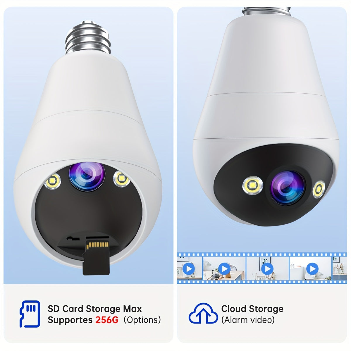 3MP Wireless Security Camera with Full Color Night Vision Two-Way Audio Motion Detection Light Bulb Design