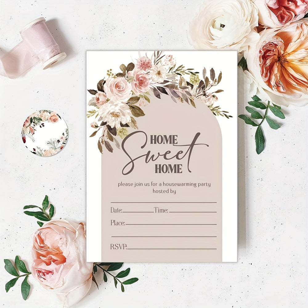 Цветочные акварельные приглашения на новоселье 12,7x17,78 см с конвертами для открытых домов и празднования новоселья