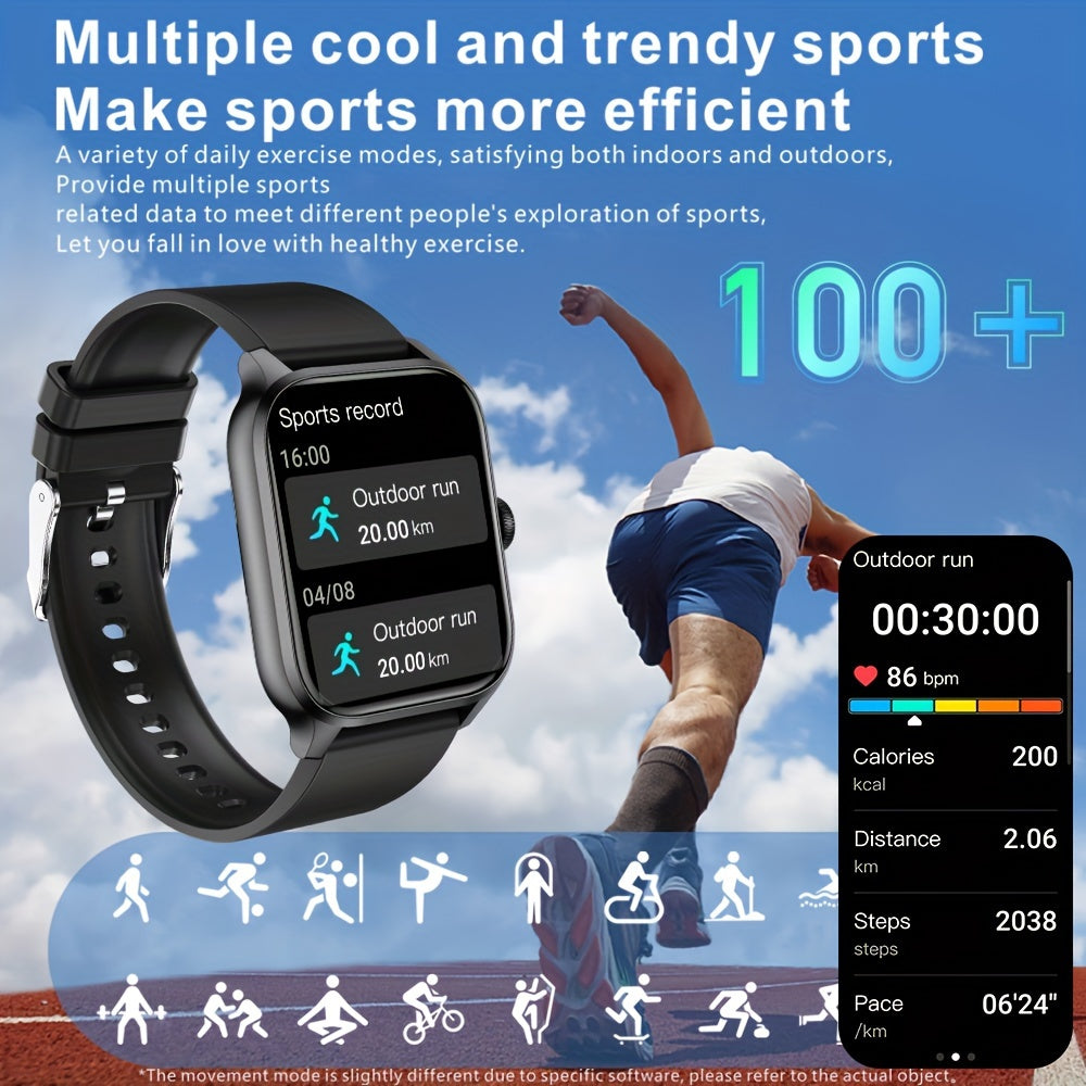 Smart Watch for Men and Women 4.7cm HD Touch Screen Pedometer Calorie Counter 100+ Sports Modes Built-in Speaker Voice Control Calling