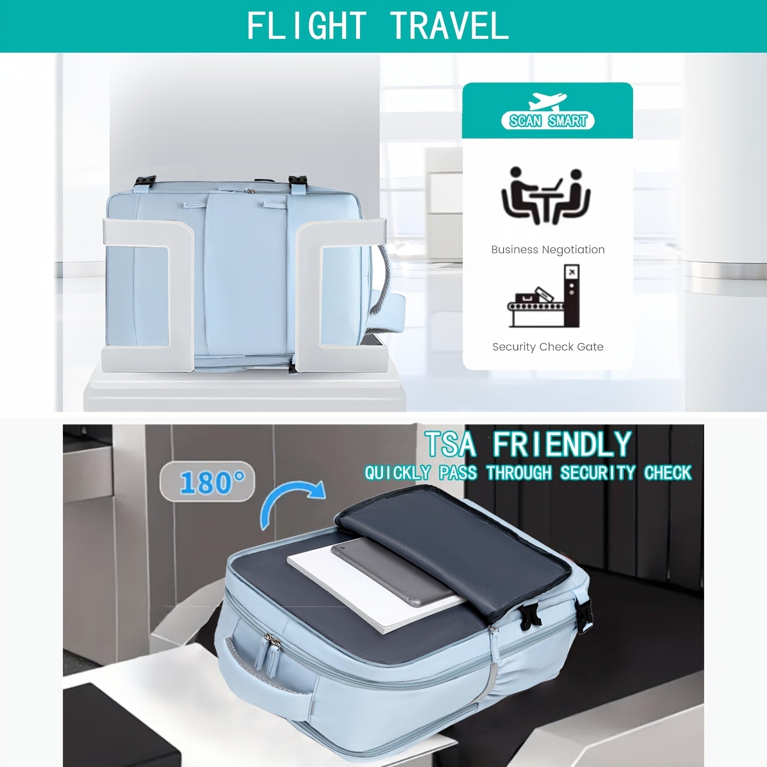 Ayollar uchun sayohat ruksagi, poyabzal bo'limi, noutbuk qopqog'i, USB zaryadlash porti va bir nechta bo'limlar bilan. Aviakompaniyalar tomonidan tasdiqlangan va biznes va piyoda sayohat uchun mos. Moslashuvchan xususiyatlarga ega.