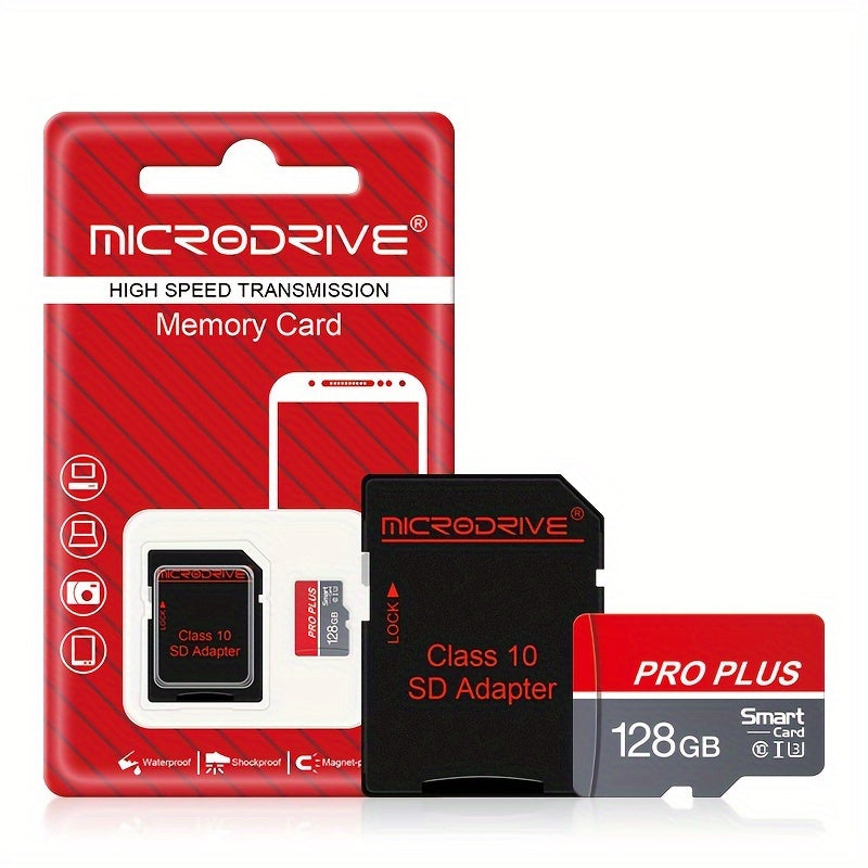 High-Speed Class 10 U3 MicroSD Card 16GB to 256GB Red and Gray for Smartphones Tablets