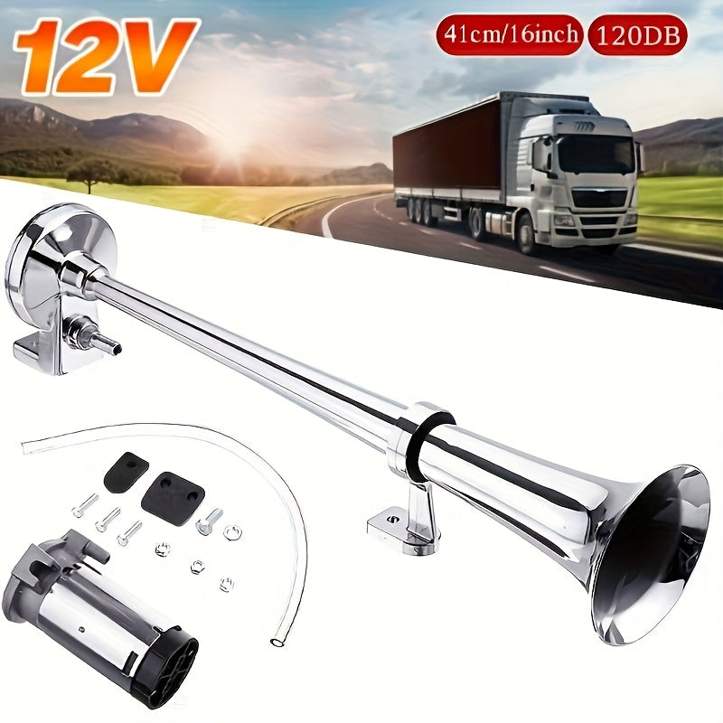 12V 120dB Air Horn Kit Chrome Finish for Trucks Cars Boats Durable
