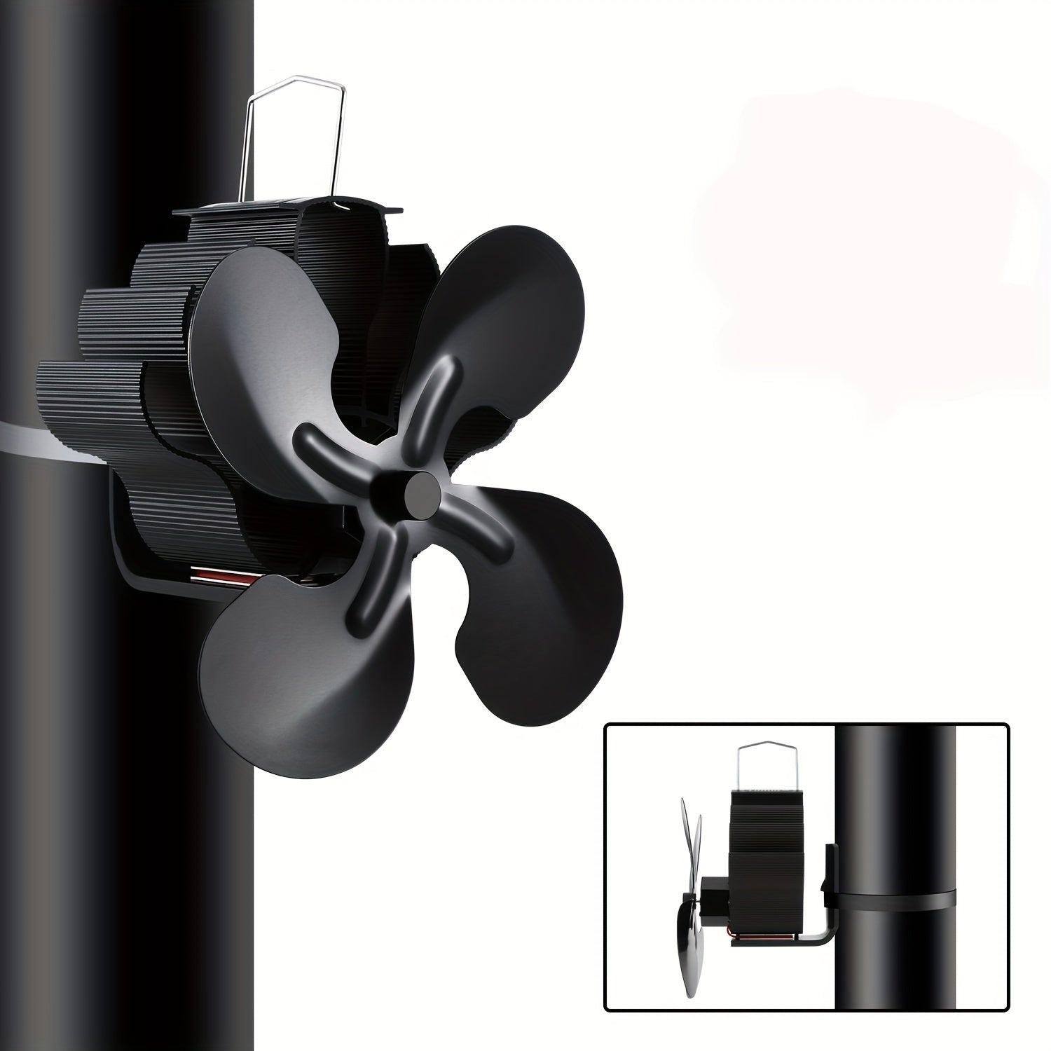 Wood-Burning Stove Fan 4-Blade Wall-Mounted Air Circulating No Electricity
