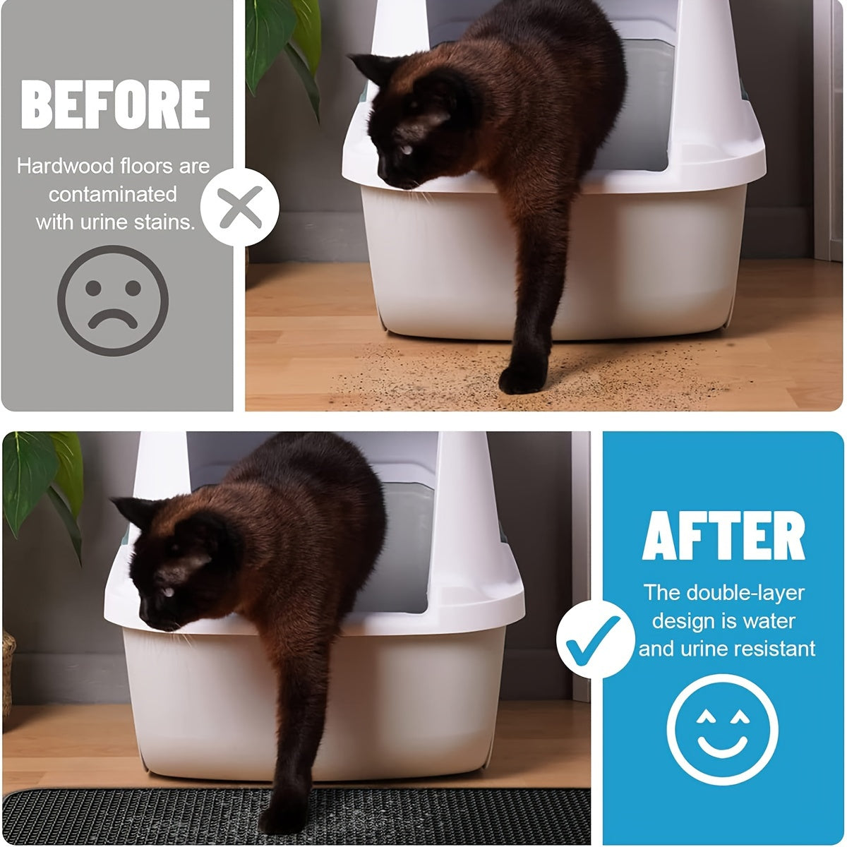 Large EVA Cat Litter Mat Double Layer Honeycomb Waterproof Easy to Clean Scatter Control