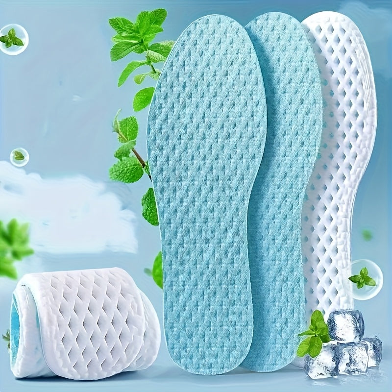 Unisex Summer Breathable Cooling Shoe Insoles 2 Pairs Purple Blue